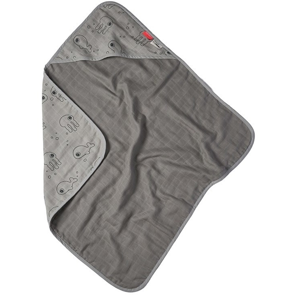 Done By Deer Hooded Towel Sea Friends Grey (Bilde 1 av 2)