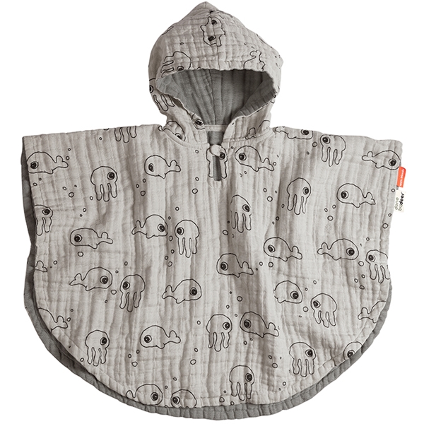 Done By Deer Bath Poncho Sea Friends Grey (Bilde 1 av 4)