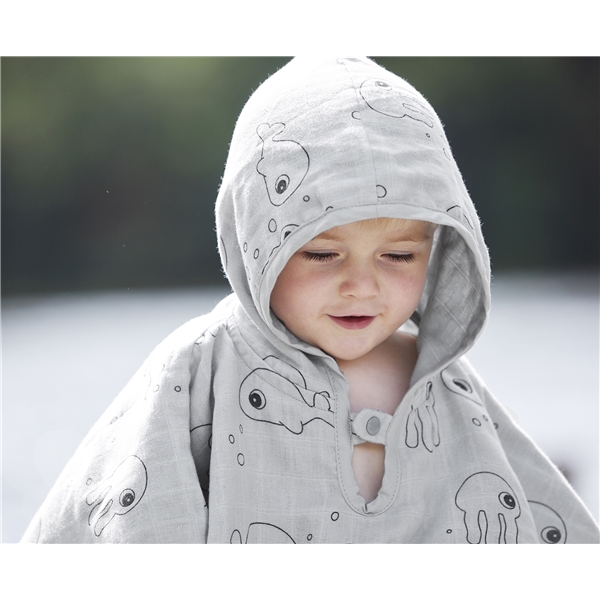 Done By Deer Bath Poncho Sea Friends Grey (Bilde 2 av 4)