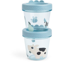 Done by Deer Baby matbeholder 2-pakning Tiny Farm Blue