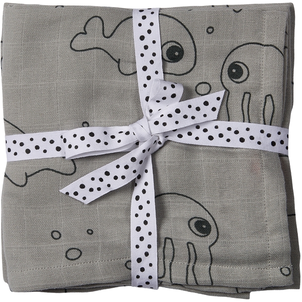 Done By Deer Burp Cloth 2-P Grey Sea Friends (Bilde 1 av 2)