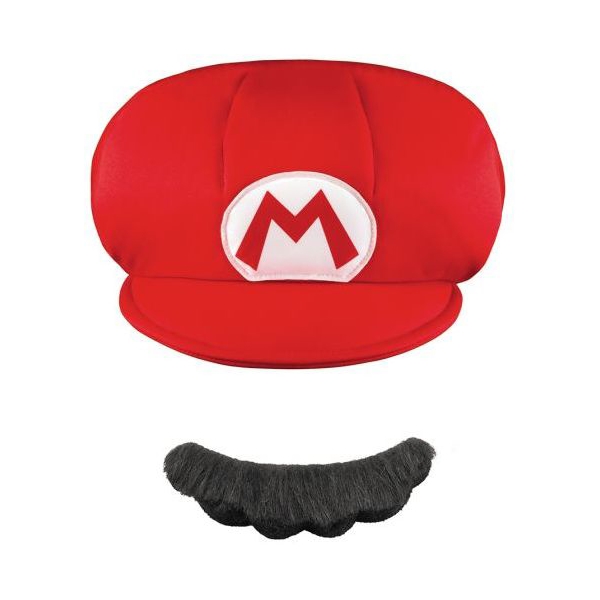 Super Mario Rollespill Hat + Bart (Bilde 1 av 2)