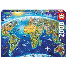 Puslespill 2000 Deler World Landmarks Globe