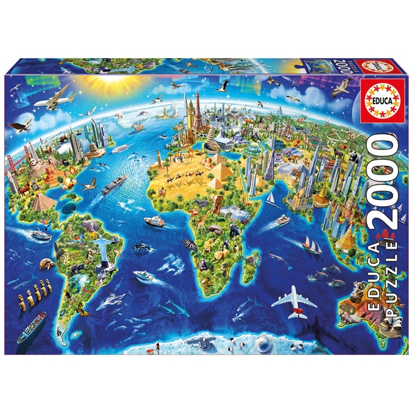 Puslespill 2000 Deler World Landmarks Globe