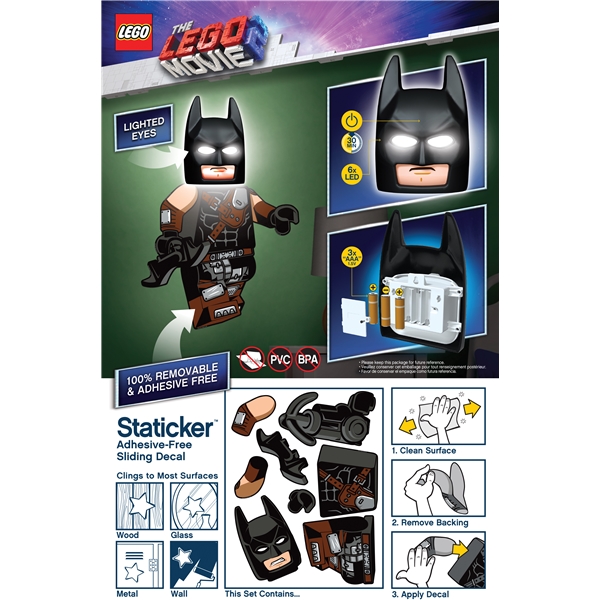 LEGO Movie 2 Batman Mask Night Light w/Sticker (Bilde 4 av 4)