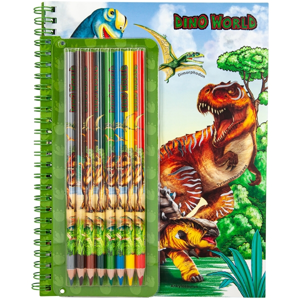 Dino World Fargelegningsbok med Fargepenner (Bilde 1 av 2)