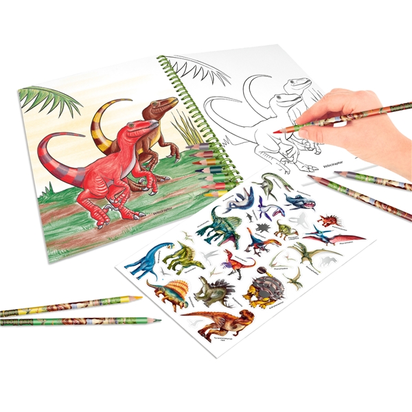 Dino World Fargelegningsbok med Fargepenner (Bilde 2 av 2)