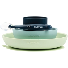Green/Navy - Nattou Soft Silikonmattesett 4 deler