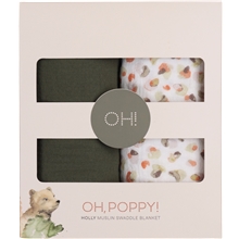 Å, Poppy! Holly Muslin Swaddle Teppe 2-p