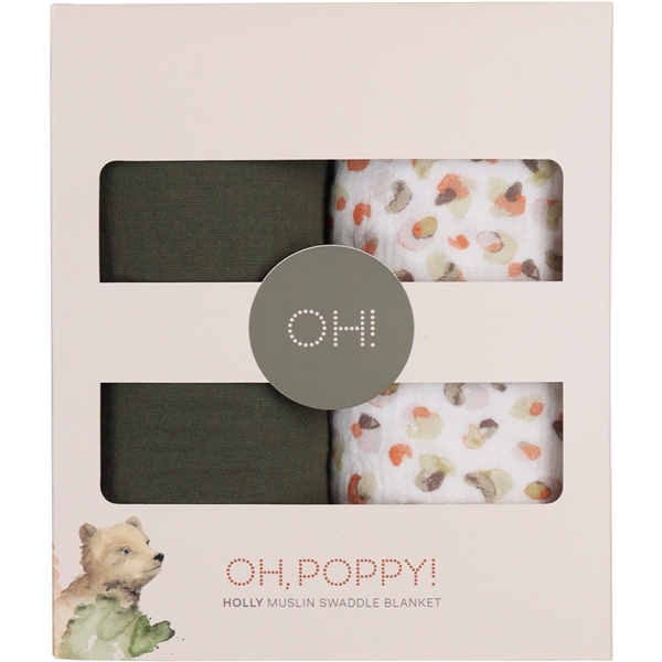 Å, Poppy! Holly Muslin Swaddle Teppe 2-p (Bilde 1 av 5)