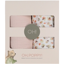 Pink - Å, Poppy! Holly Muslin Swaddle Teppe 2-p