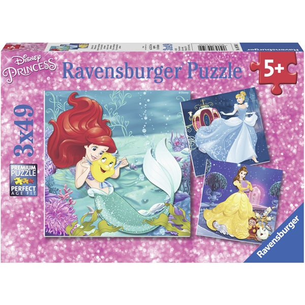 Puslespill 3 x 49 deler Disney Princess (Bilde 1 av 4)