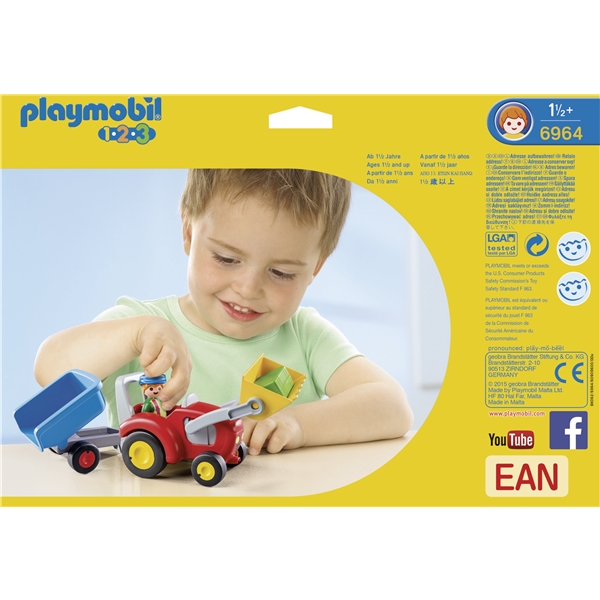 6964 Playmobil 1.2.3 Bonde Med Traktor og Henger (Bilde 2 av 3)