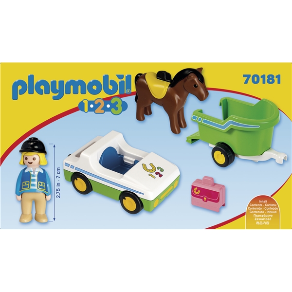 70181 Playmobil 1.2.3 Bil med Hestetransport (Bilde 2 av 4)