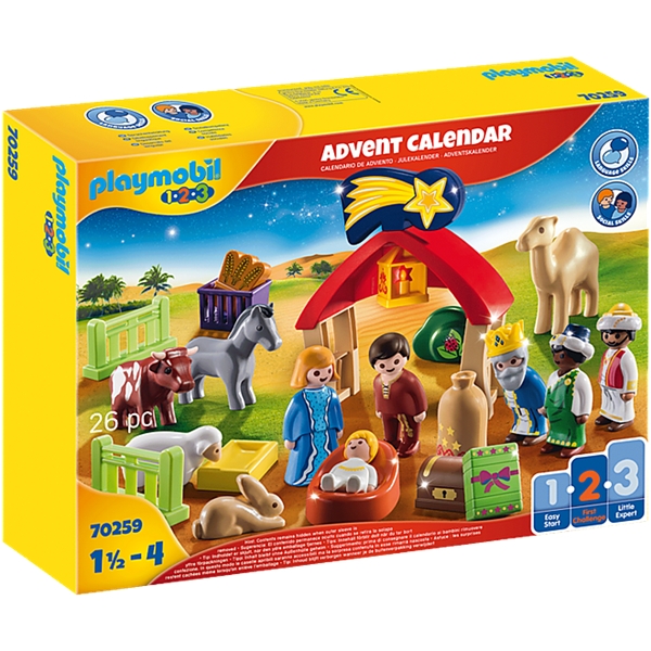 70259 Playmobil 1.2.3 Adventskalender Julekrybbe (Bilde 1 av 3)