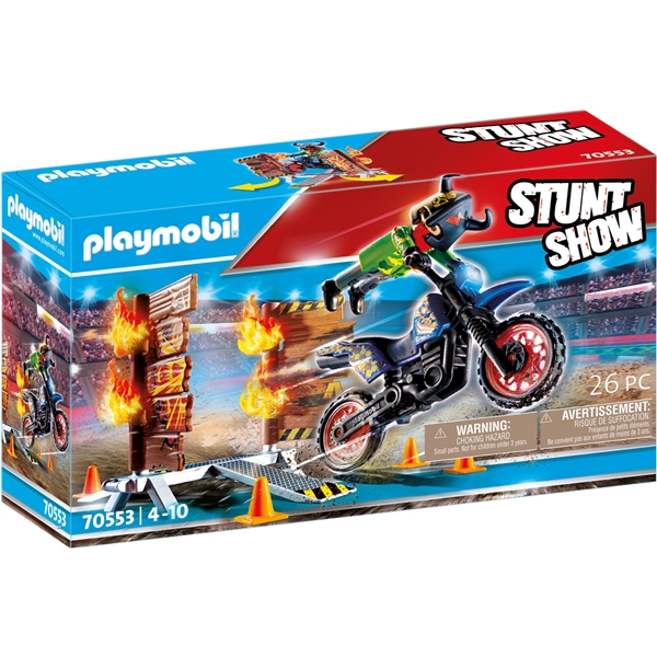 70553 Playmobil Stunt Show Motorsykkel med Ildvegg (Bilde 1 av 6)