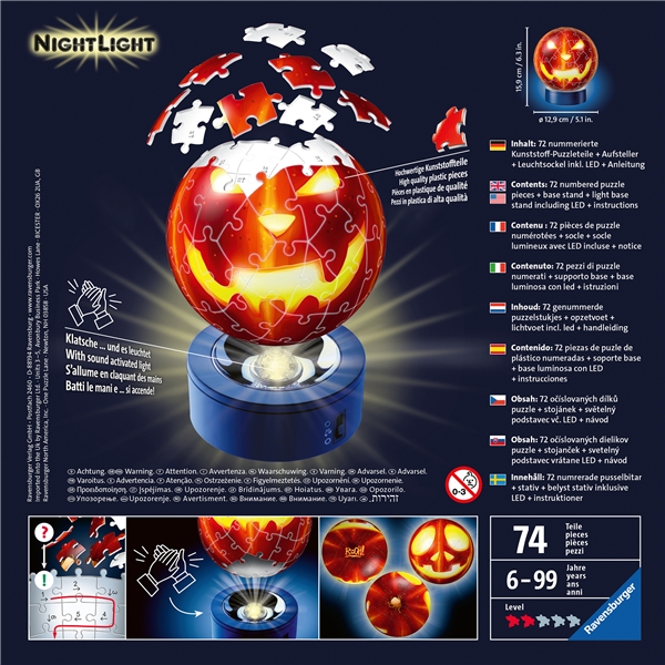 Puslespill 72 Deler 3D Puzzle-Ball Pumpkin Light (Bilde 2 av 2)