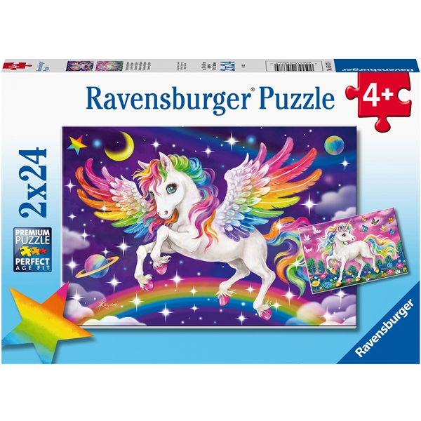 Puslespill 2 x 24 brikker Unicorn & Pegasus (Bilde 1 av 3)