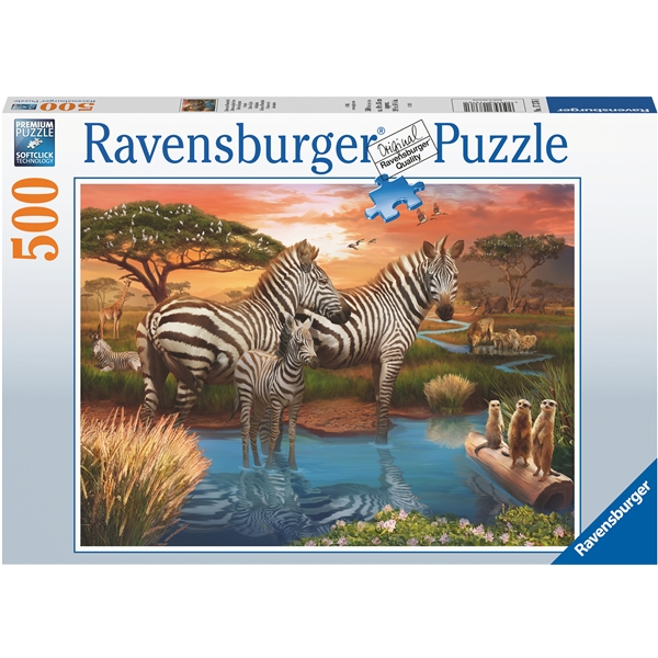 Puslespill 500 Deler Zebras in Sunset (Bilde 1 av 2)