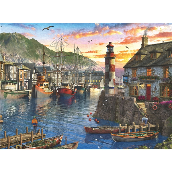 Puslespill 500 brikker soloppgang ved havnen (Bilde 2 av 2)