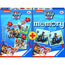 Paw Patrol 3 stk Puslespill + Memory