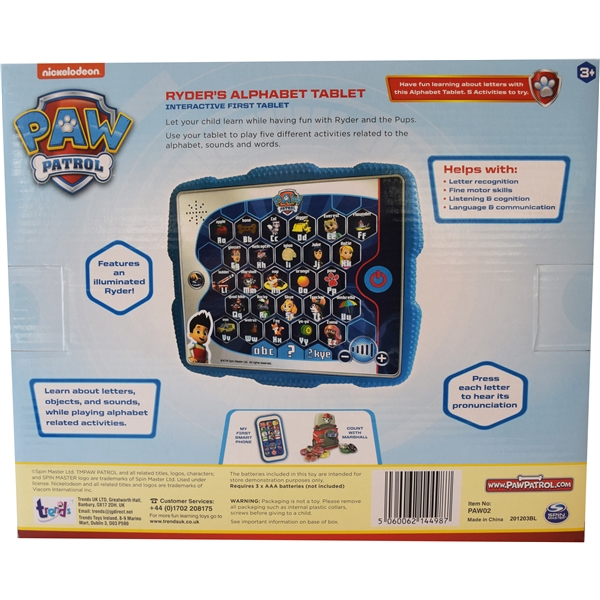 Paw Patrol Ryders Alphabet Pad DK/SE/NO (Bilde 3 av 3)