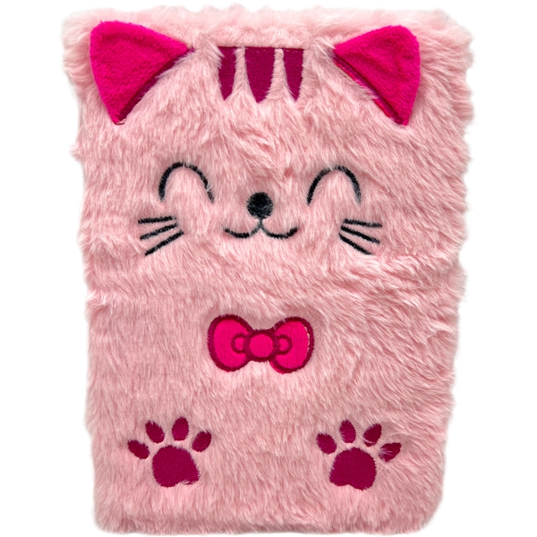 Notebook A5 Plysj Rosa Cat