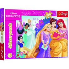 Puslespill 100 brikker glitter Disney-prinsesser