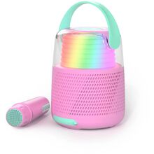 Høyttaler Karaoke Kit Mic LED Rosa