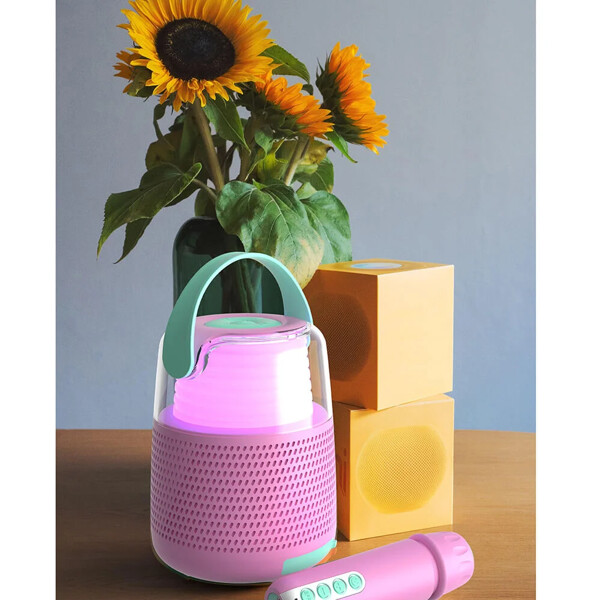 Høyttaler Karaoke Kit Mic LED Rosa (Bilde 7 av 9)