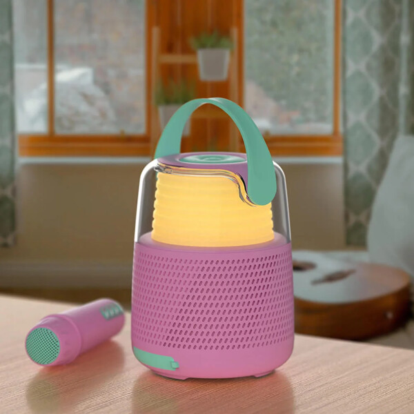 Høyttaler Karaoke Kit Mic LED Rosa (Bilde 8 av 9)