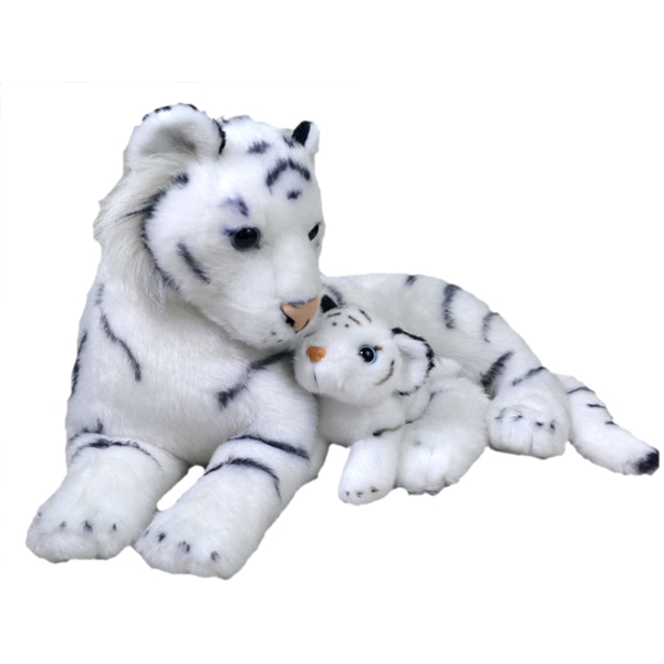 Wild Republic Mom & Baby Hvit Tiger 38 cm